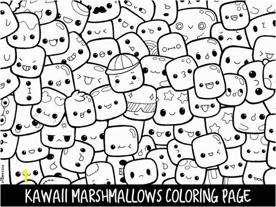 Selling Coloring Pages On Etsy Marshmallows Doodle Coloring Page Printable Cute Kawaii