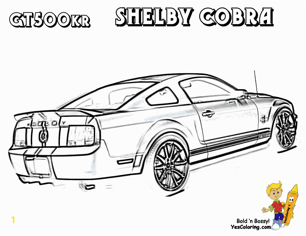 Mustang Colouring Page of Shelby GT 500 at YesColoring