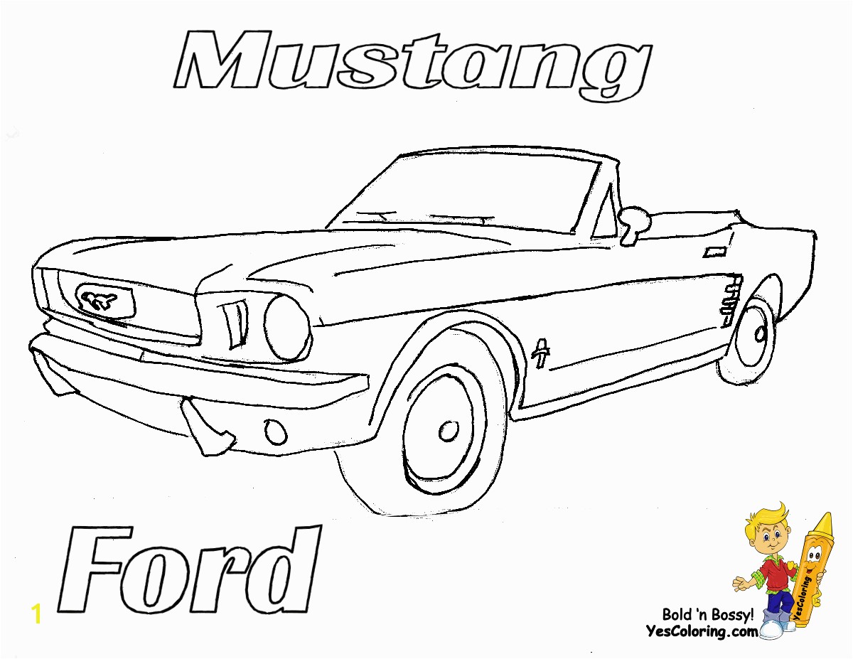 Preschool Children Cars Coloring Pages of Ford Mustang Convertible at YesColoring