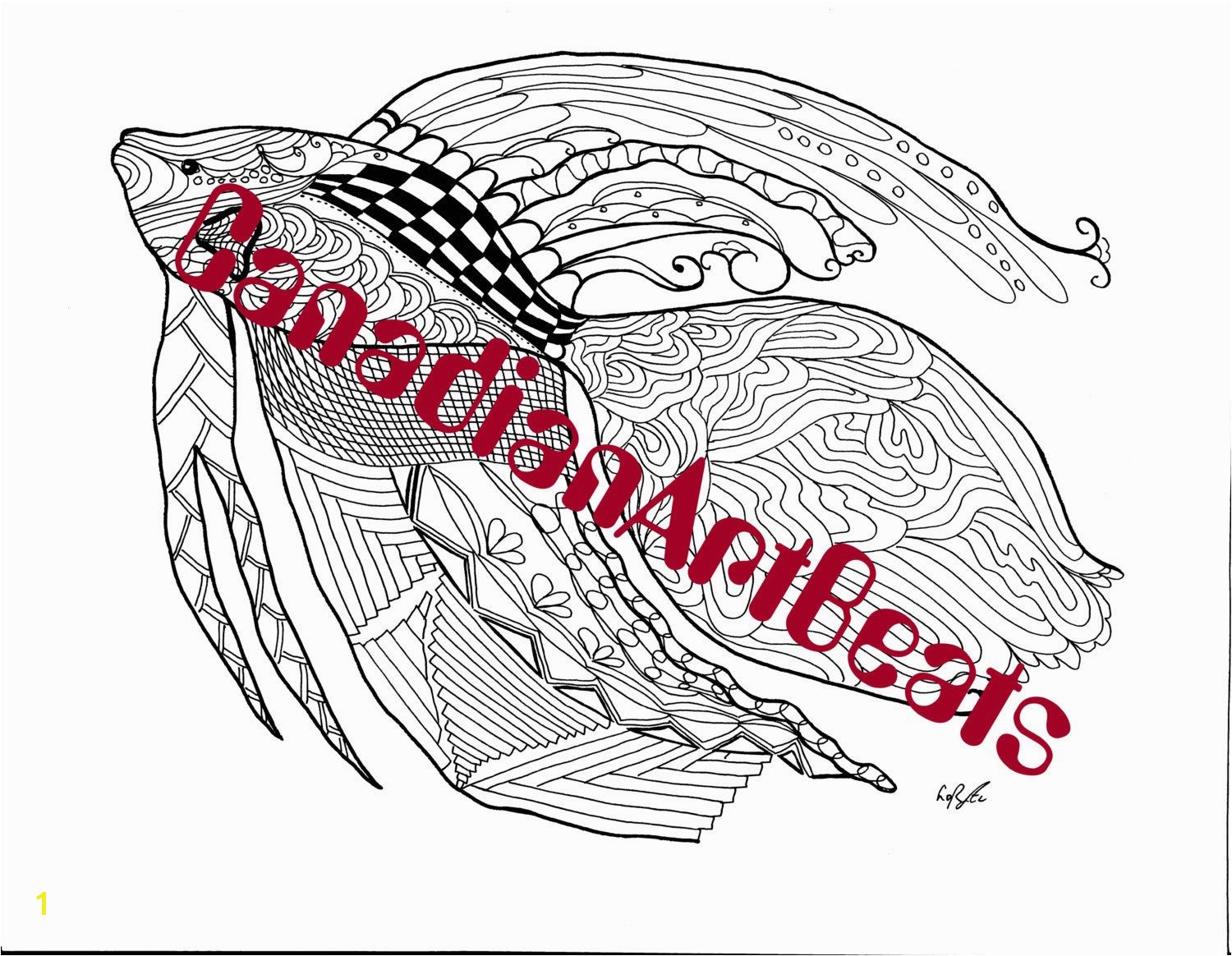 Siamese Fighting Fish Coloring Pages Coloring Page Downloadable Printable Siamese Fighting Fish Art by