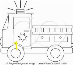 Coloring Page Outline A Fire Truck With A Ladder Poster Art Print cup cake topper for cupcakes