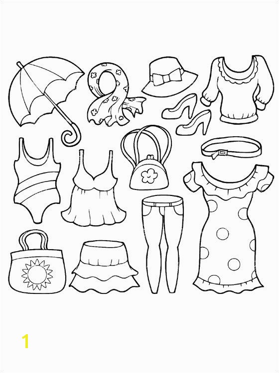 Summer clothing coloring page