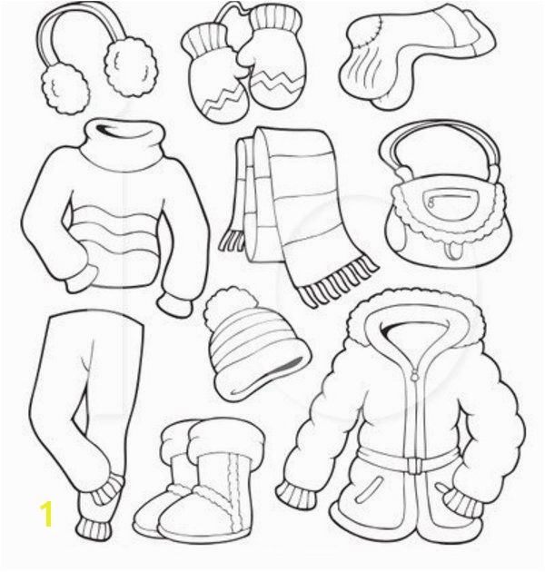 winter clothes coloring page free for kids