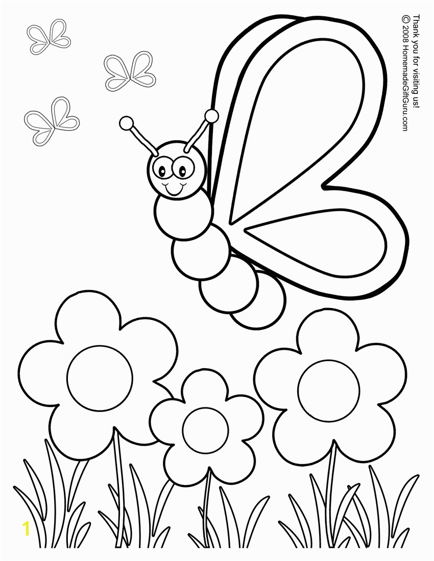 Butterfly With Flowers Coloring Pages