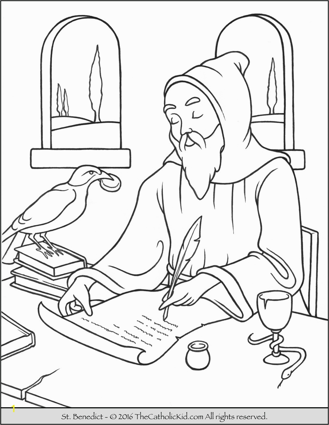 Pioneering Catholic Coloring Pages For Kids Free Saint Benedict Page The Kid