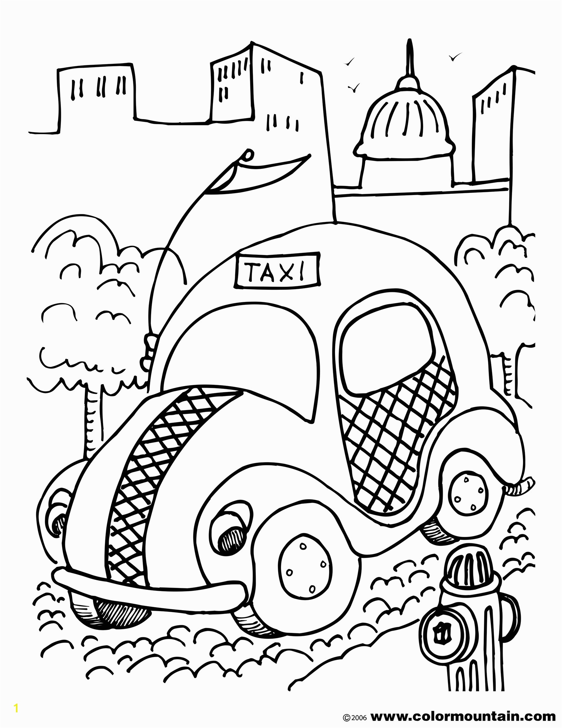 Taxi Coloring Page Free Taxi Coloring Sheet Create A Printout Activity