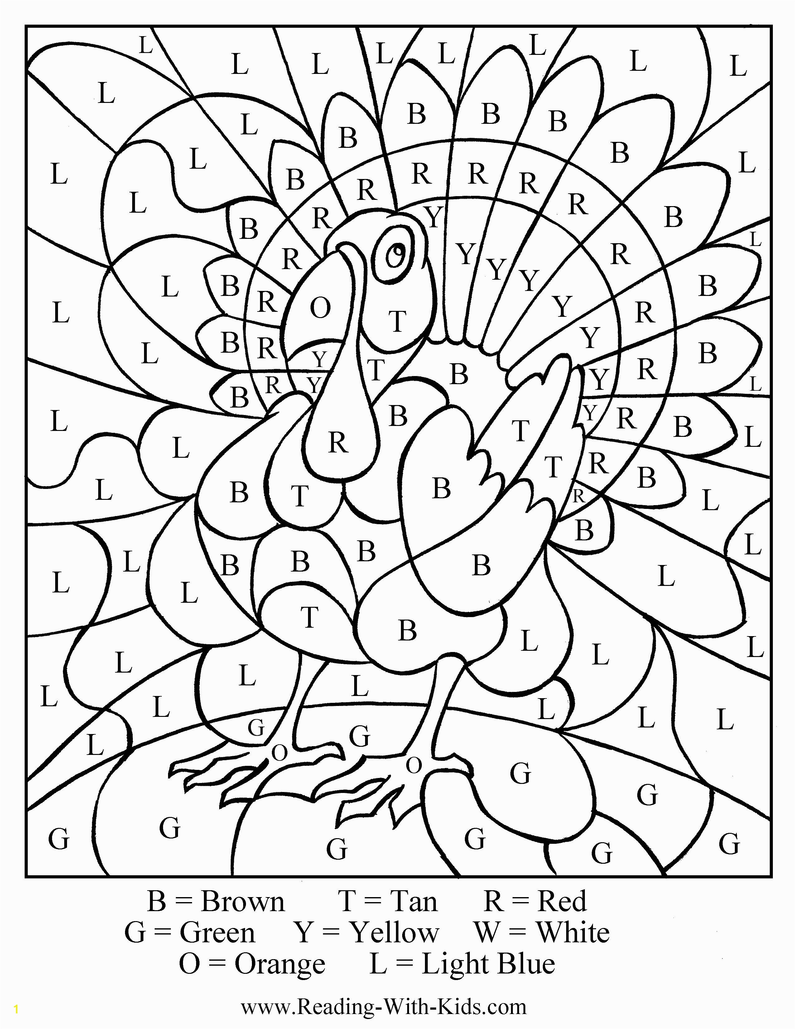 Thanksgiving Color by Numbers Pages Printables Best Color by Number Turkey Coloring Sheet Gallery