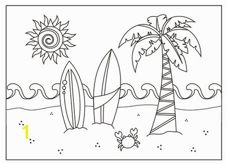 A beach scene coloring page