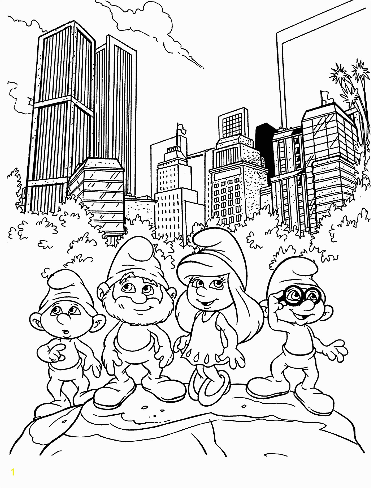 Theme Park Coloring Pages the Smurfs In town Coloring Pages for Kids Printable Free