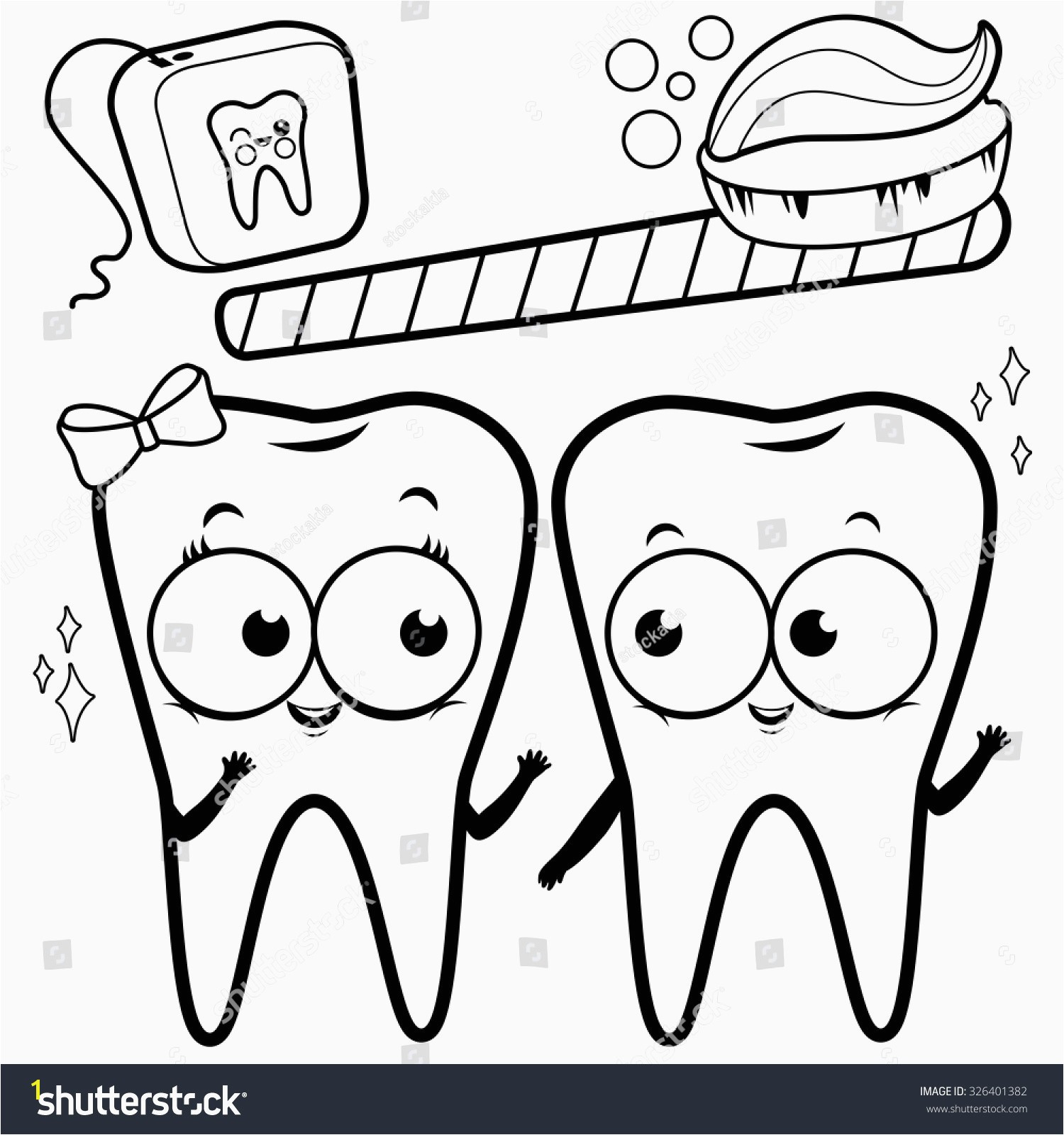 Tooth Coloring Pages Best Coloring Page Cartoon Teeth toothbrush Dental Stock Vector