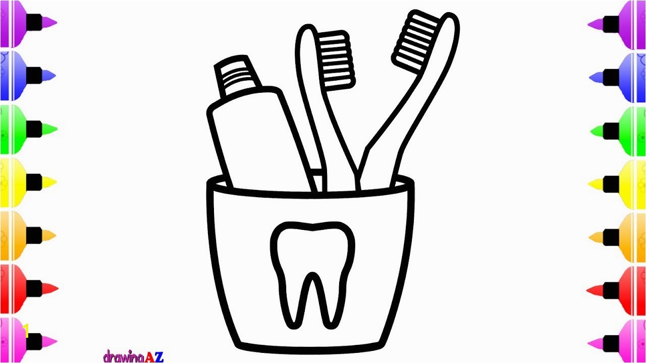 Toothbrush and toothpaste Coloring Page How to Draw toothbrush and toothpaste for Kids