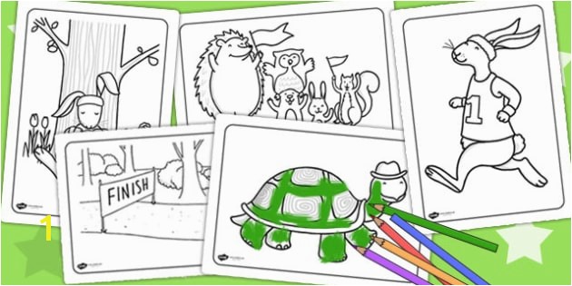 Tortoise and the Hare Coloring Page the tortoise and the Hare Colouring Sheets Story Books