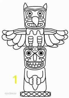 Totem Pole Faces Coloring Pages Native north American Indians Printable Coloring Pages