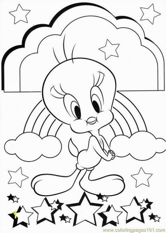 Tweety Bird and rainbow coloring pages for kids