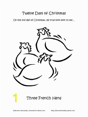 The Third Day of Christmas Coloring Page