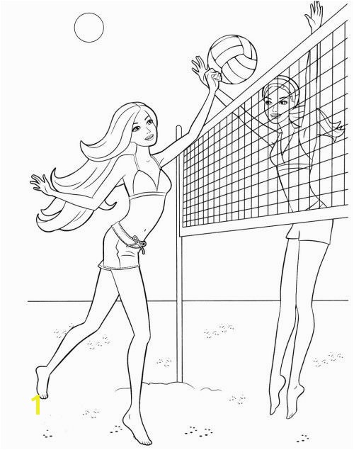 Barbie Playing Volleyball Coloring Pages