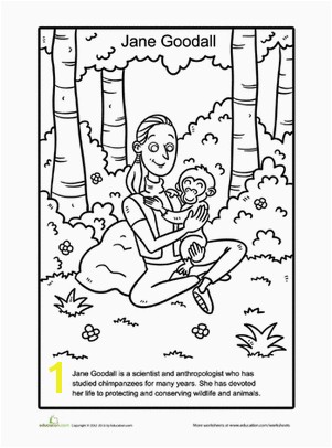 Women S History Month Coloring Pages Jane Goodall Coloring Page Projects to Try Pinterest