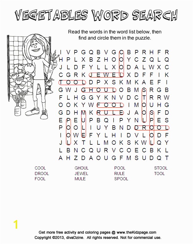 Answers Ve ables Word Search Free Printable Learning Activities for Kids Printable Colouring Sheets