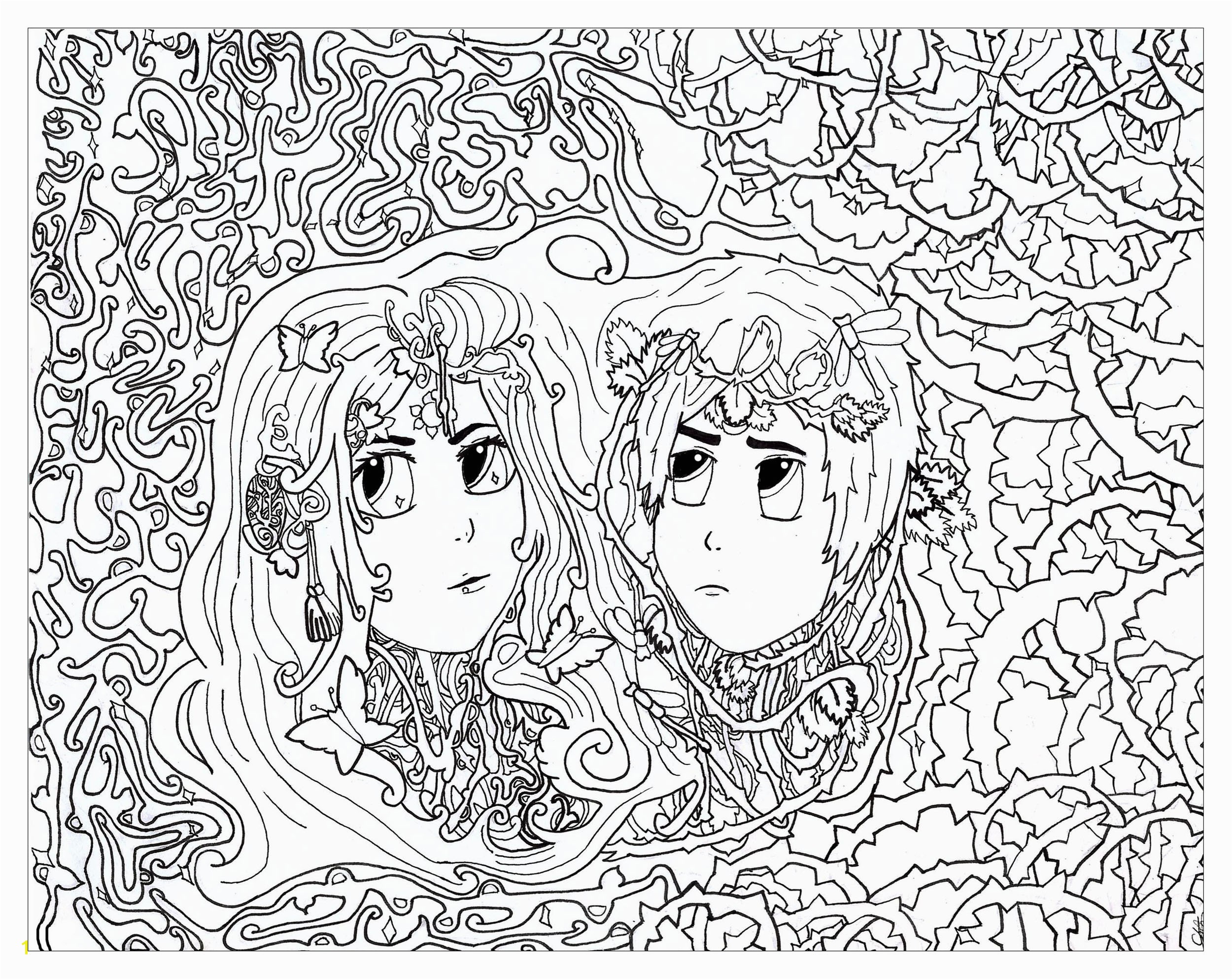 Coloring page inspired by The zodiac sign of Gemini