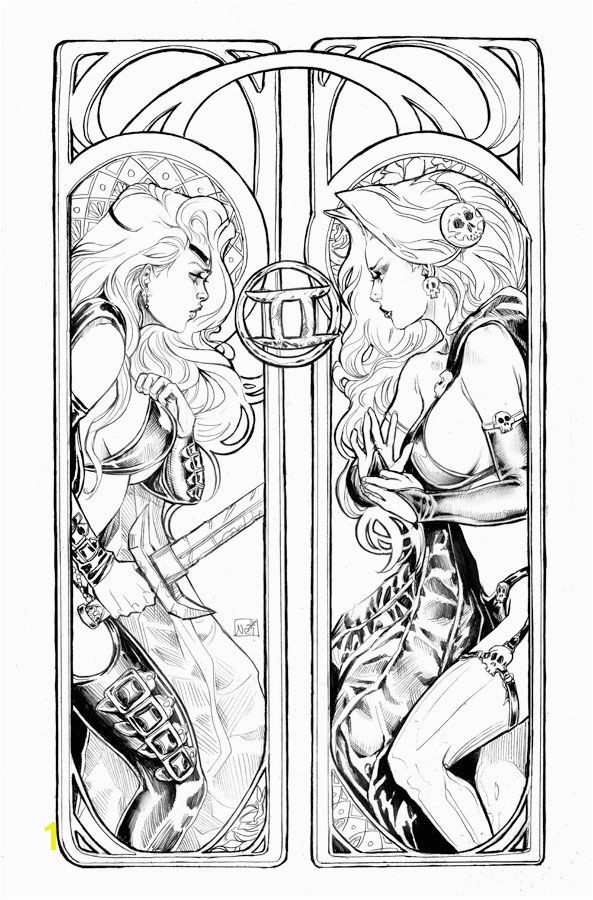 Lady Death Zodiac Gemini lines by ToolKittenviantart on deviantART Printable Coloring