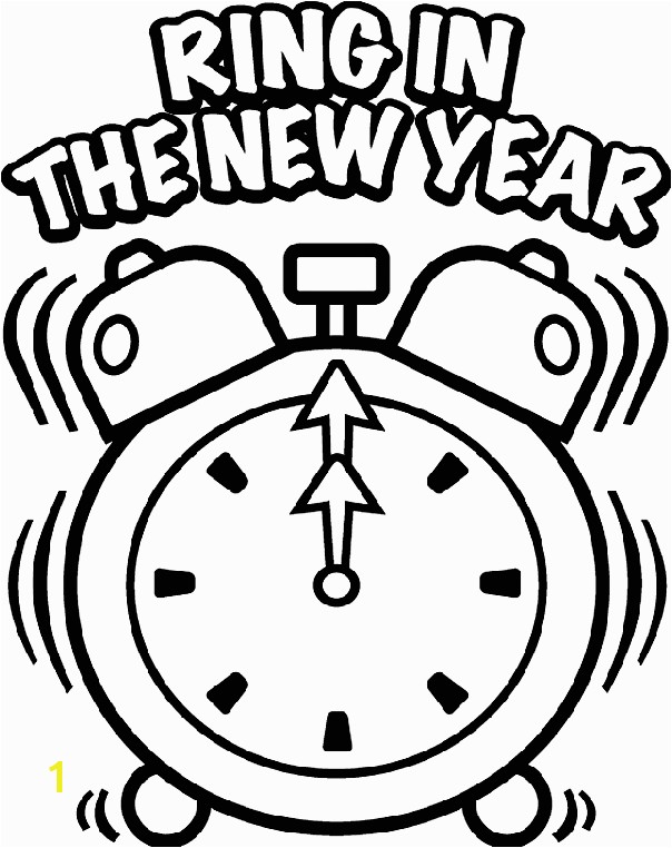 new years clock coloring page