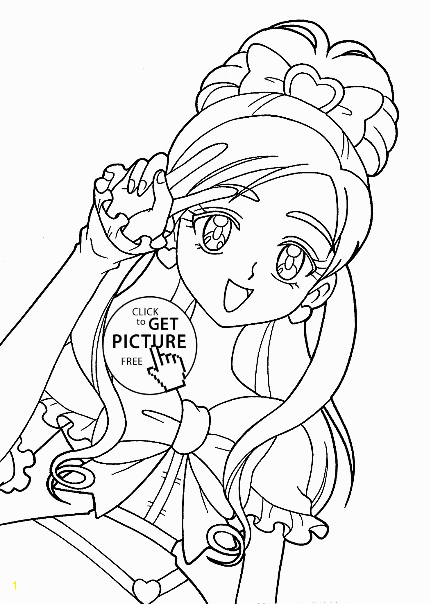 Pretty cure characters anime coloring pages for kids printable free