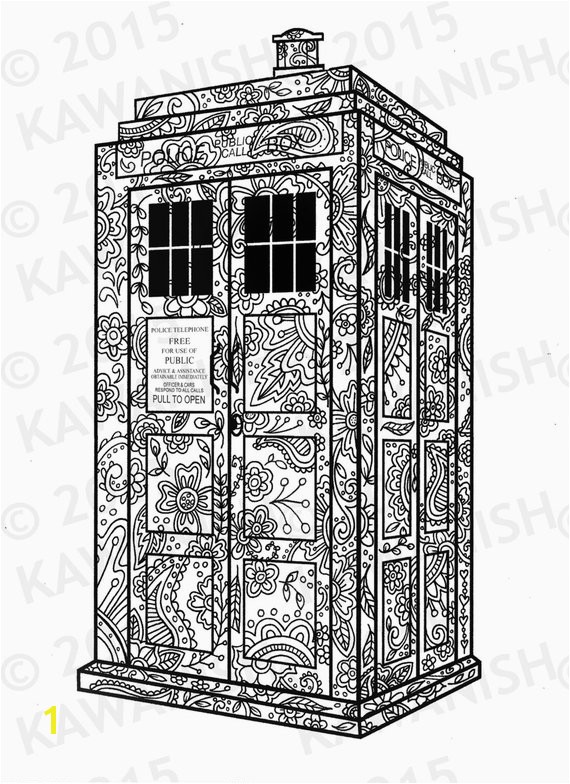 tardis dr who adult coloring page