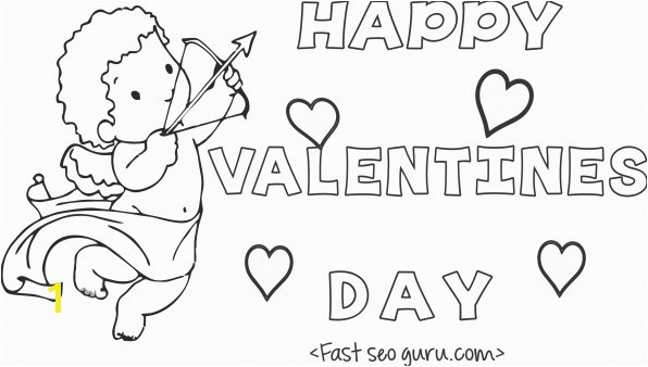 print out happy valentines day cupid coloring card