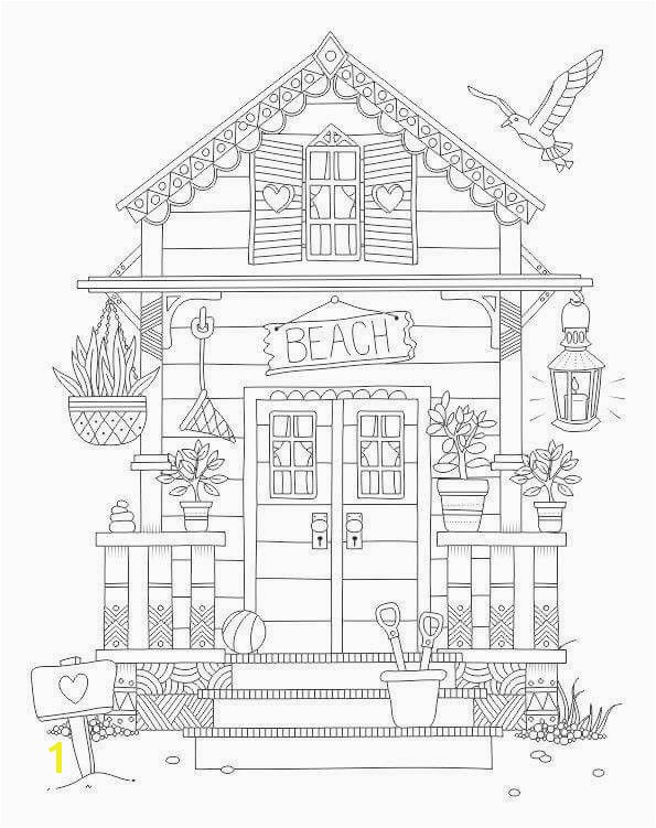 Beach House Coloring Page