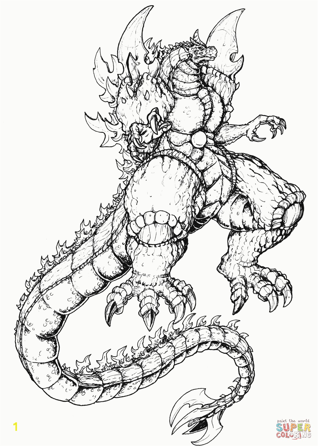 the Super Godzilla coloring pages to view printable version or color it online patible with iPad and Android tablets