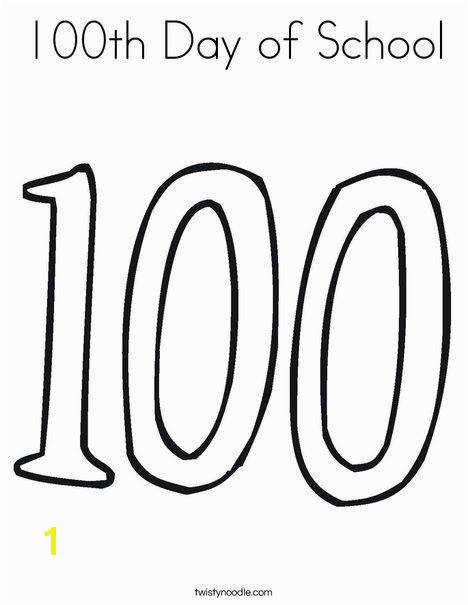 100th Day of School Coloring Page from TwistyNoodle