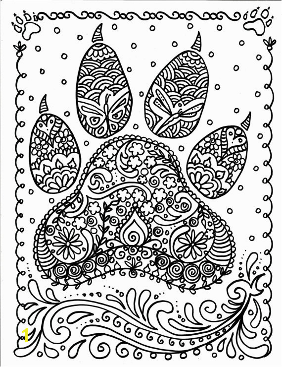 Adult Coloring Pages Puppies Instant Download Dog Paw Print You Be the Artist Dog Lover Animal