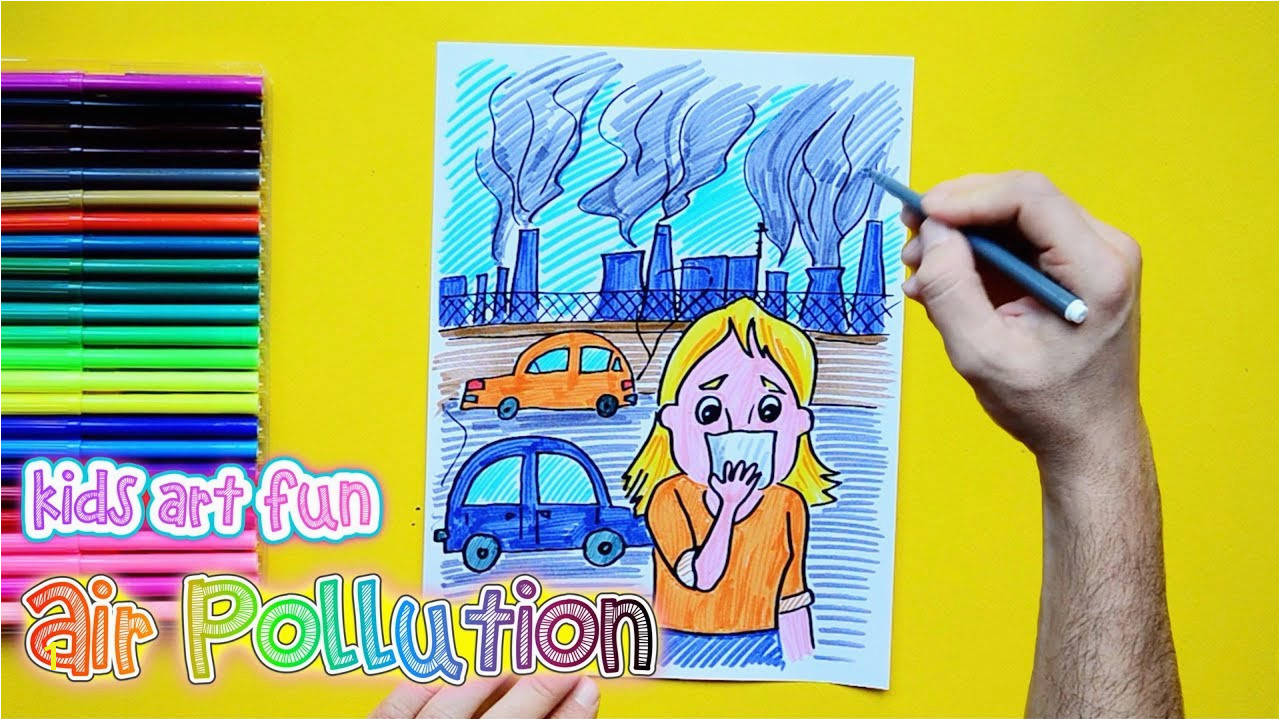 How to draw and color Air Pollution