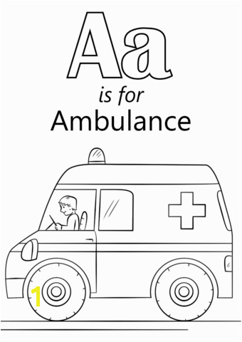 Letter A is for Ambulance coloring page from Letter A category Select from printable crafts of cartoons nature animals Bible and many more