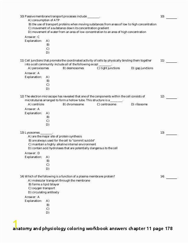 Anatomy and Physiology Coloring Workbook Answers Chapter 11 Page 178