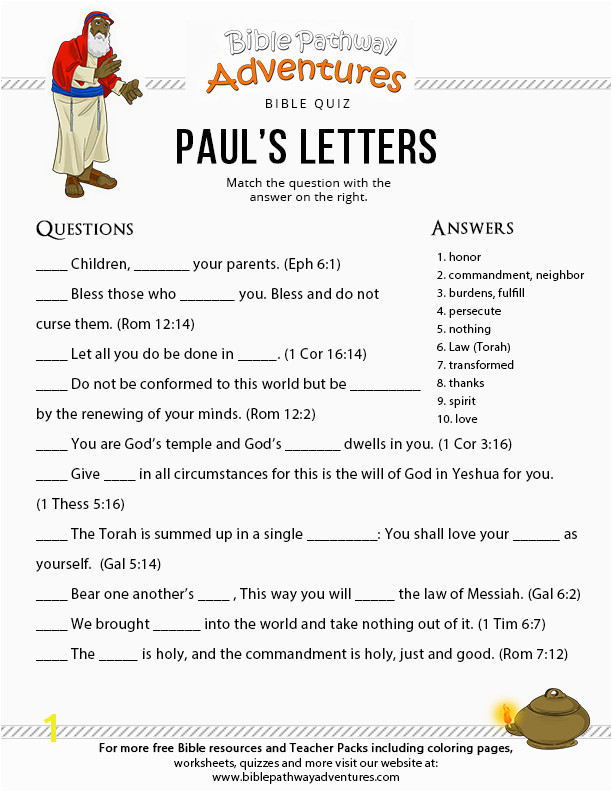 Free Bible Quiz for Kids Paul s Letters