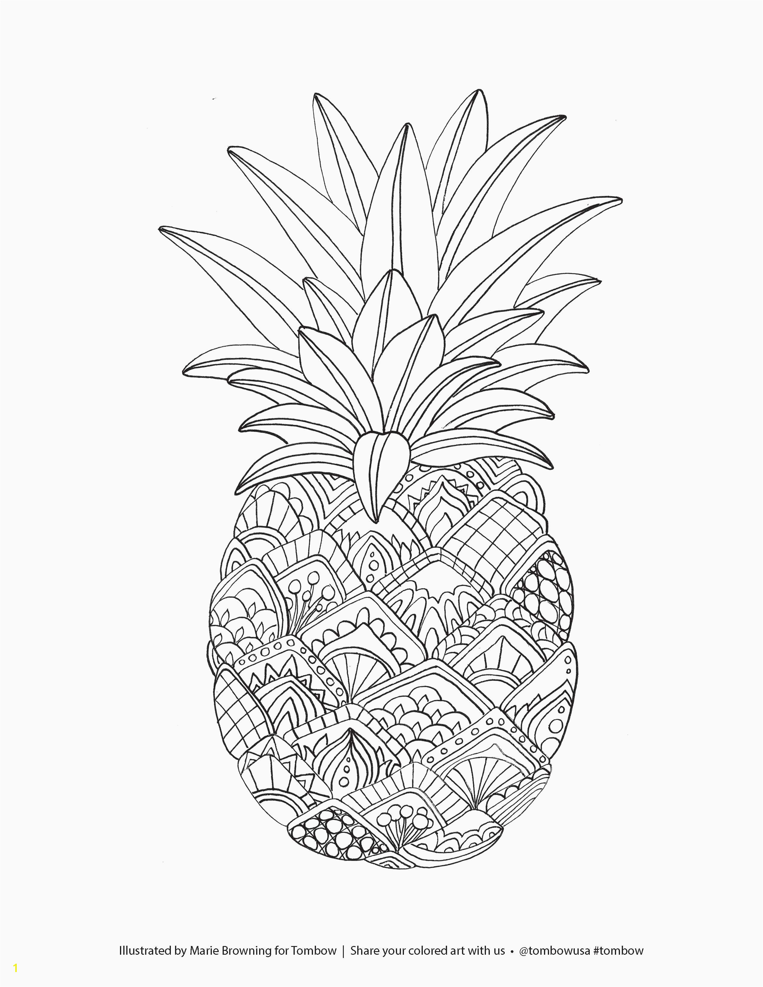 Fruits Coloring Pages Printable Pineapple Coloring Page