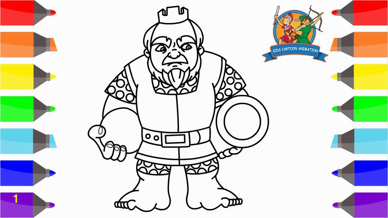 Cartoon Coloring Pages Kids Stunning How to Draw Royal Giant Clash Royale Coloring Pages for Kids