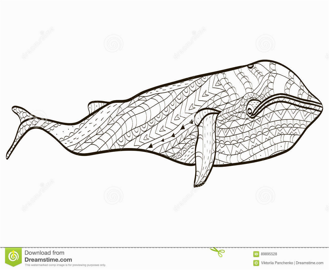 Blue Whale Coloring Page Whale Coloring Vector for Adults Stock Vector Illustration Of