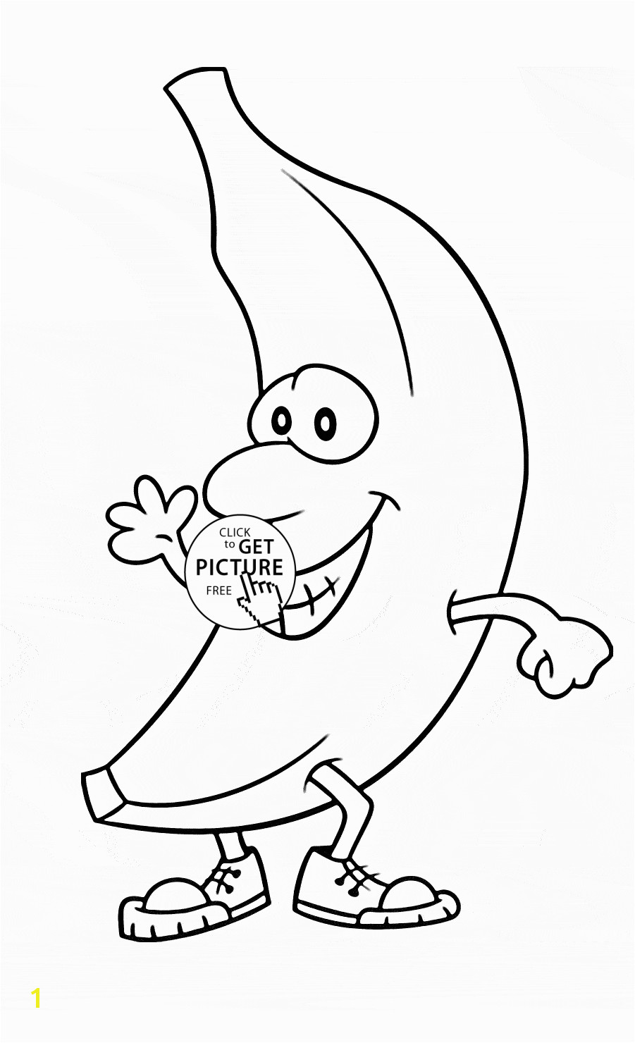Funny Cartoon Banana fruit coloring page for kids fruits coloring pages printables free Wuppsy