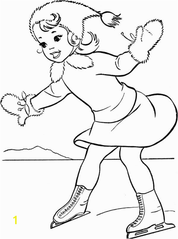 Playing Ice Skating Coloring Page