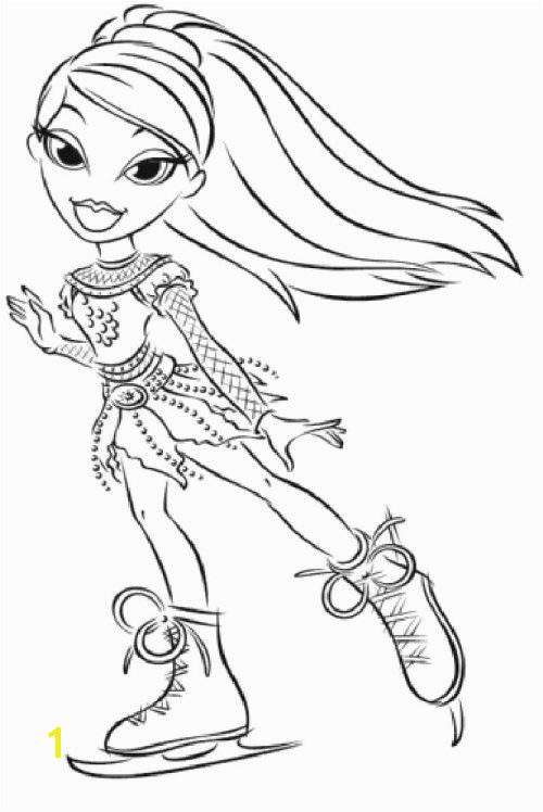 Bratz Playing Ice Skating Coloring Pages