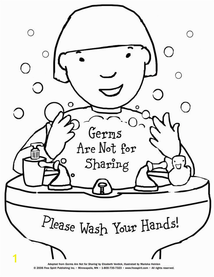 Free printable coloring page to teach kids about hygiene Germs Are Not for Sharing