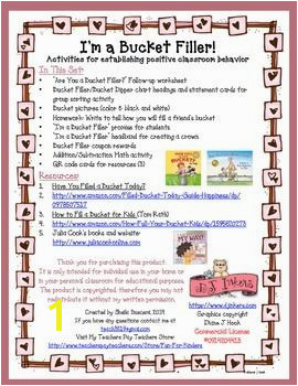 Follow up worksheet 2 Bucket Filler Bucket Dipper chart headings and statement cards for group sorting activity 3 Bucket pictures color