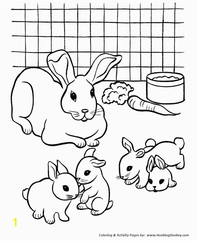 pets coloring pages free printable rabbits in a cage eating