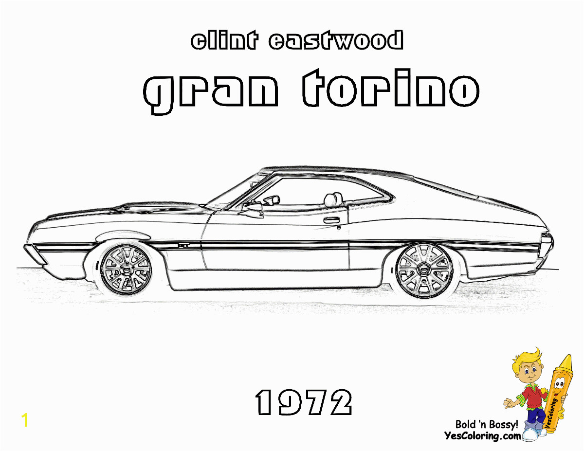 YesColoring Coloring Page of the Gran Torino Car of Clint Eastwood Movie