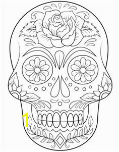 Sugar Skull with Flowers Coloring page from Day of the Dead category Select from