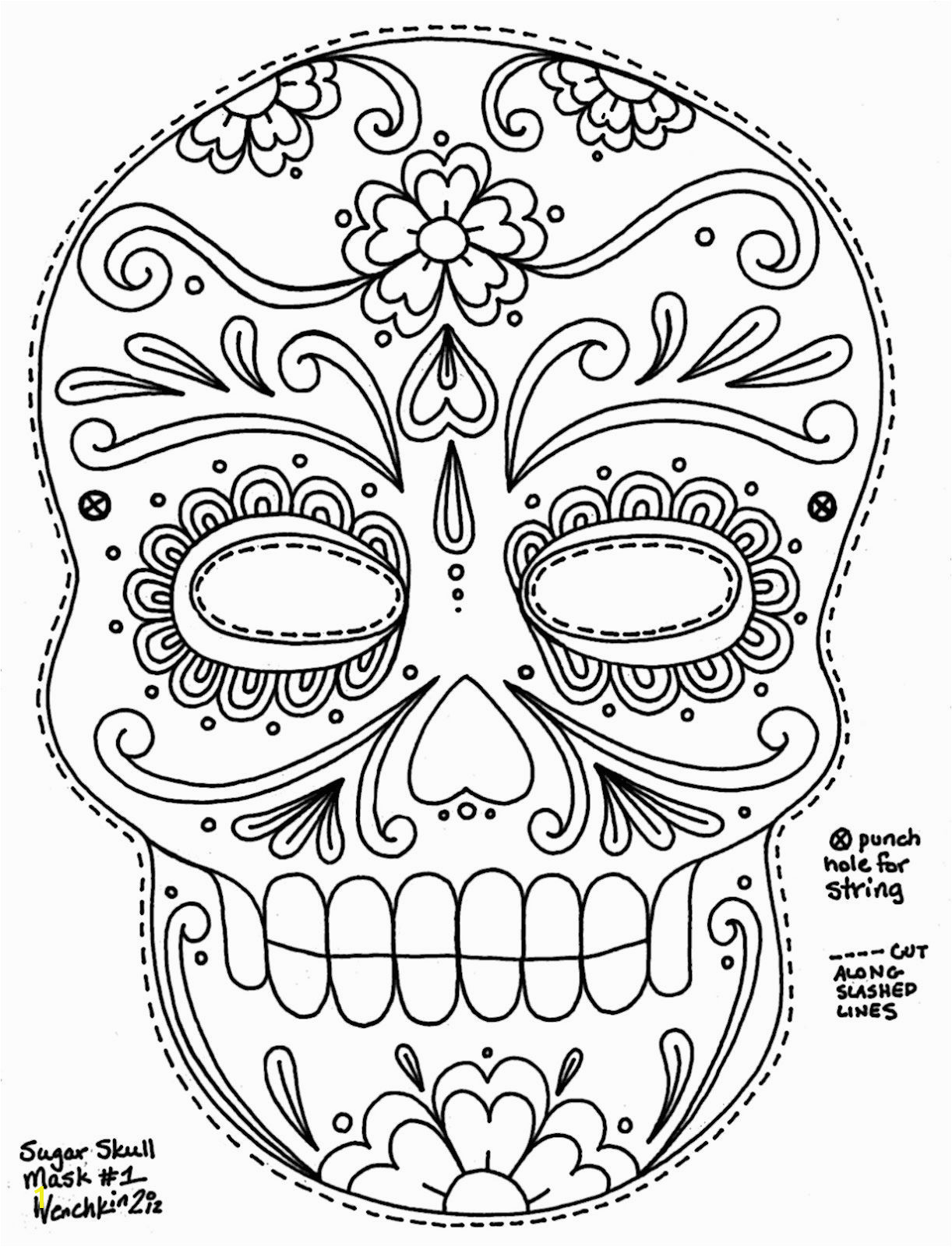 Calavera Mask Coloring Page Sugar Skull Coloring Pages