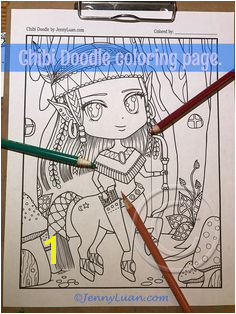 Chibi Doodle Fantasy Native Centaur Anime Manga Coloring Page for Adult Coloring PDF by JennyLuanArt