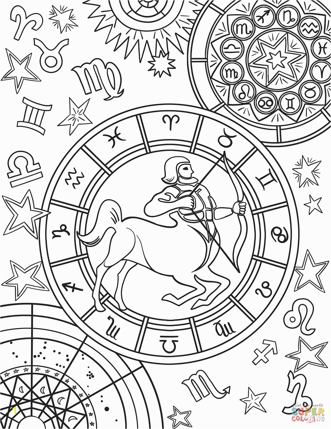 Centaur Coloring Page Sagittarius Zodiac Sign Coloring Page